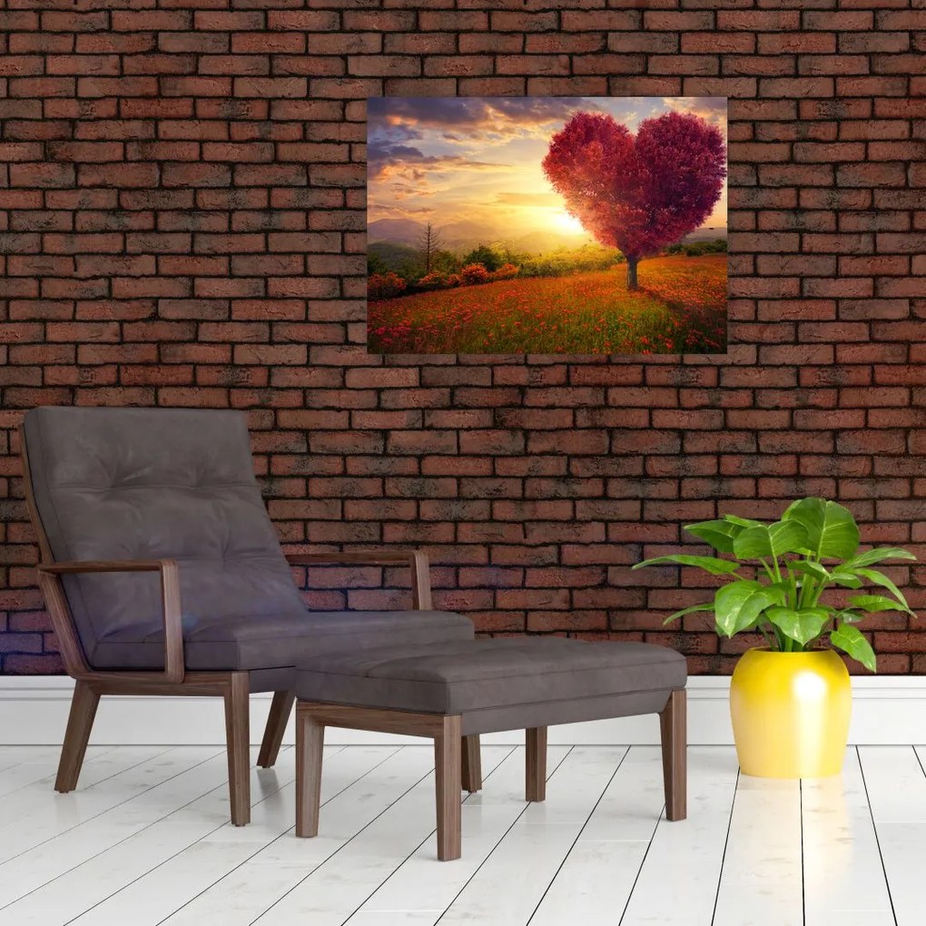 Tablou cu copaci în forma de inimă (70x50 cm)