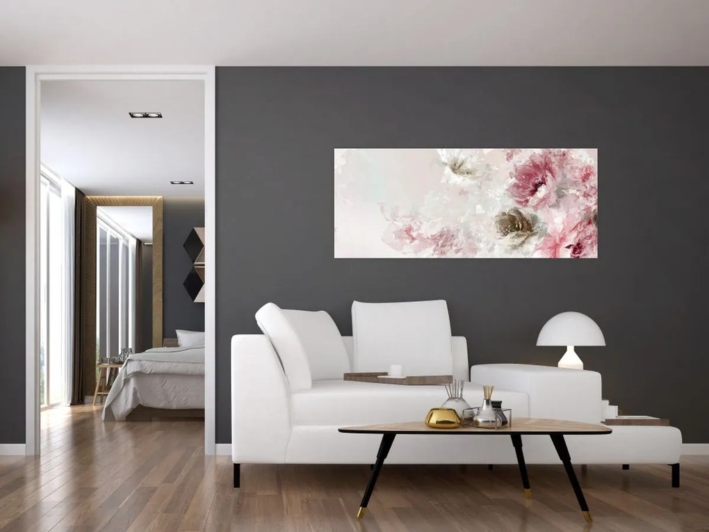 Tablou - Pictura flori roz (120x50 cm)