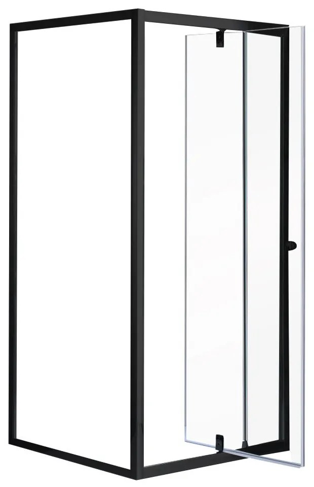 Flexi perete montat pătrat cabină de duș 80x80 cm fără tavă de duș negru