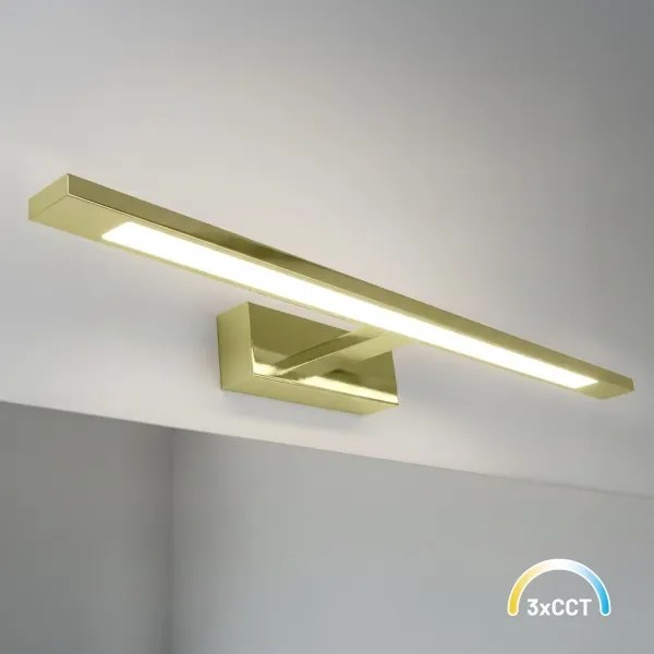 Aplica LED pentru oglindă de baie KLIMT, 12W, 230V, 3000/4000/6000K, 60 cm, IP44, auriu