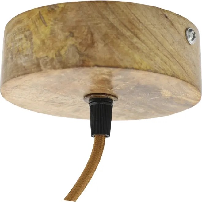 Lustra din sticla si lemn de mango, H33/D23cm, 40W