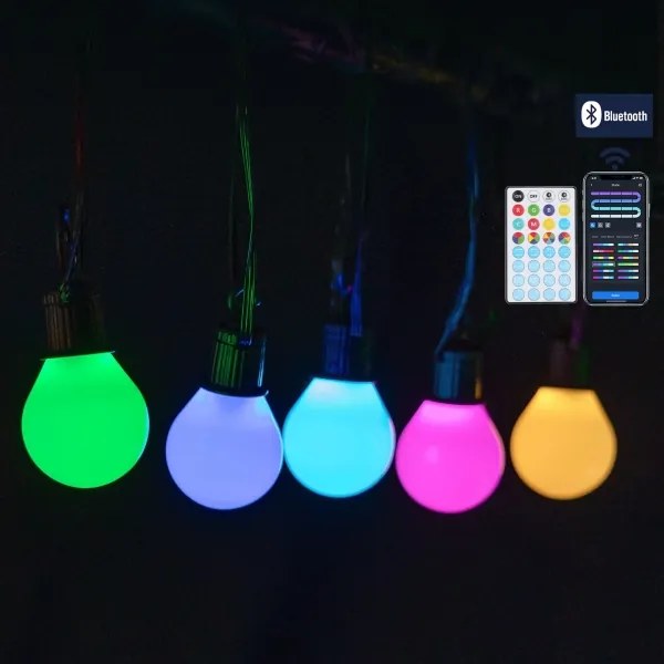 Aigostar - Ghirlandă LED inteligentă RGBICW MESH pentru exterior, 25 LED, 5 m, IP44 + telecomandă