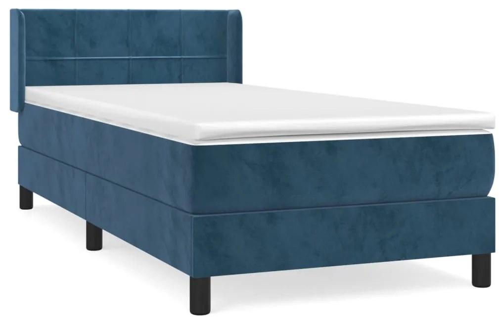 3130929 vidaXL Pat box spring cu saltea, albastru închis, 80x200 cm, catifea
