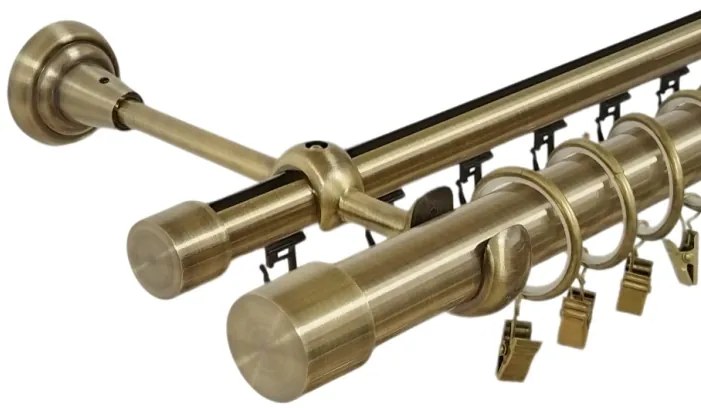 Galerie dubla capacel , teava neteda si profil,grosime 25 si 19mm, aur antic (Alege marime: 320 cm)