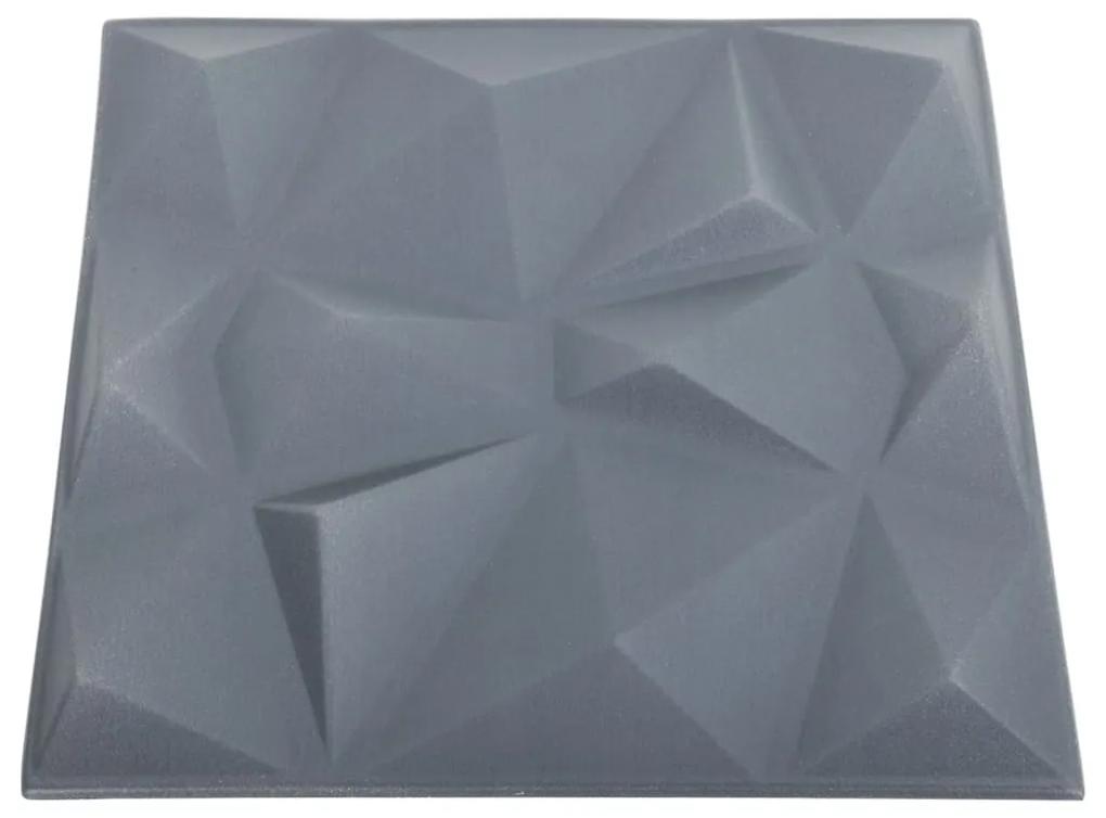Panouri de perete 3D 48 buc. gri 50x50 cm model diamant 12 m   48, Gri diamant