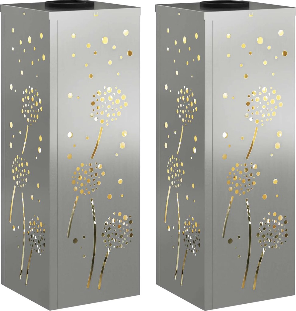 vidaXL Lumină LED Solară pentru Alei 2 pcs Argintiu Oțel galvanizat