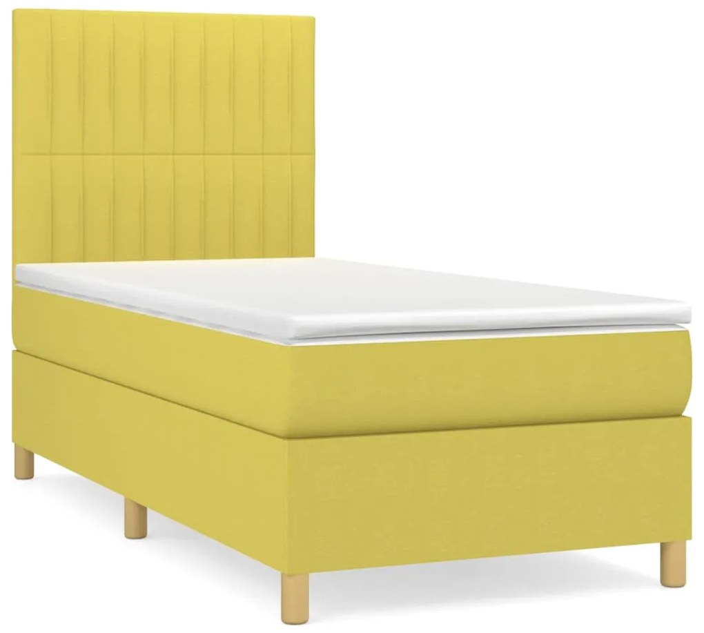 3142456 vidaXL Pat box spring cu saltea, verde, 80x200 cm, textil