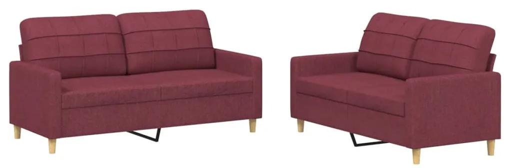 3201280 vidaXL Set canapea cu perne, 2 piese, roșu vin, material textil