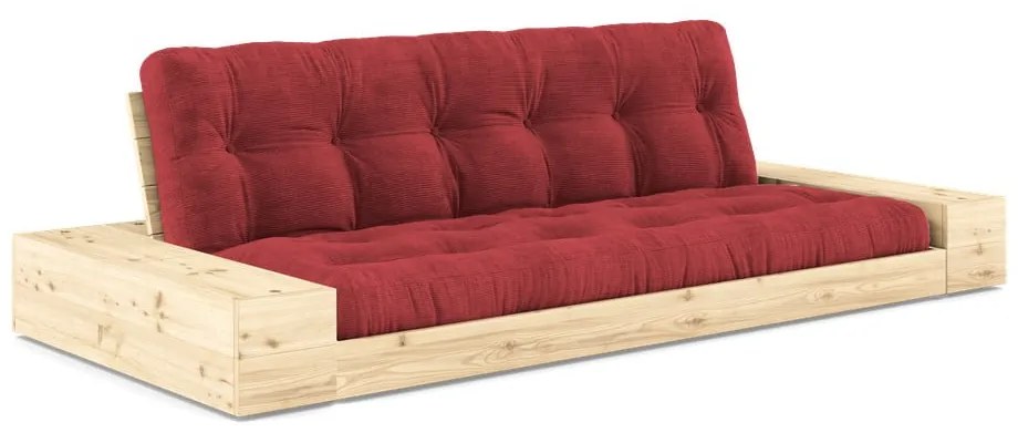 Canapea roșie extensibilă cu tapițerie din catifea reiată 244 cm Base – Karup Design