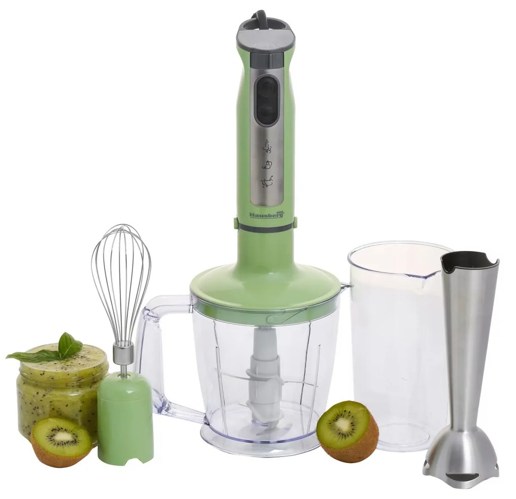 Blender de mana profesional 4 in 1, Cana, Hausberg HB7700V, 1000 w, VERDE