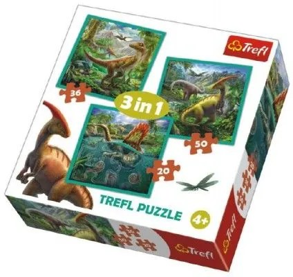 Puzzle 3in1 Lumea dinozaurilor 20x19,5cm în cutie 28x28x6cm