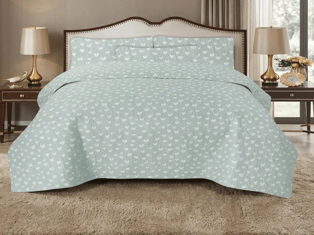Cuvertura de pat STARS HEARTS, verde Dimensiune: 170 x 210 cm