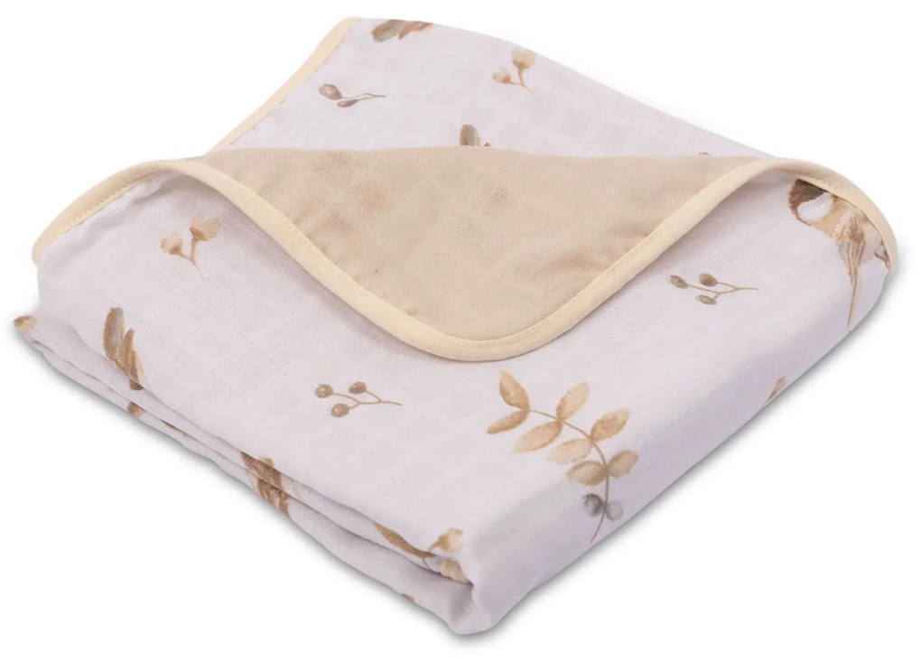 Paturica dubla de muselina 78x78 cm Kidizi Birdy, 100% bumbac