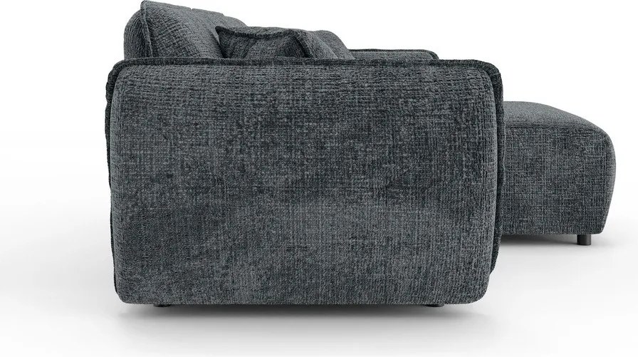 Colțar gri închis cu tapițerie din chenille (cu colț pe partea dreaptă/cu șezlong) Nelia – Ropez