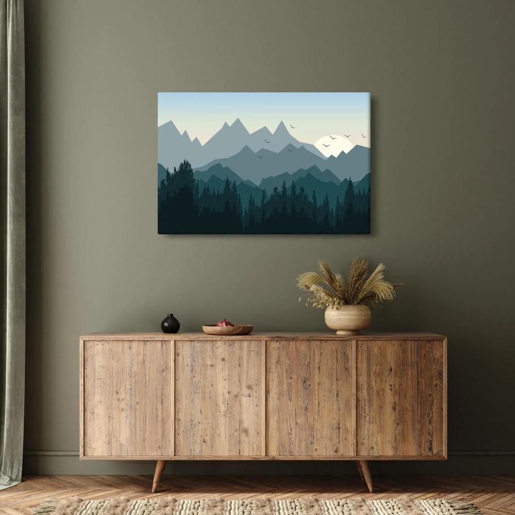 Tablou - Munții cu privirea graficeanului (90x60 cm)