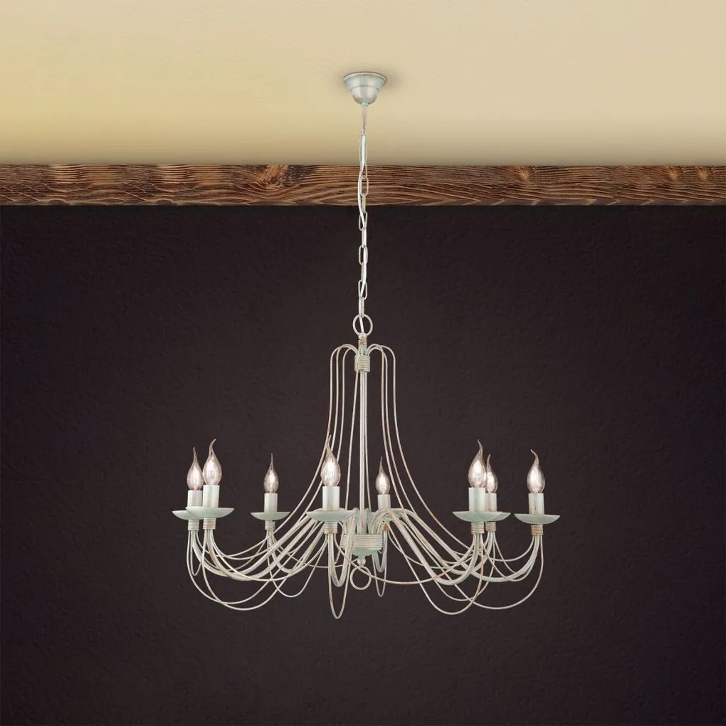 Candelabru design rustic cu 8 brate Vela, ivory