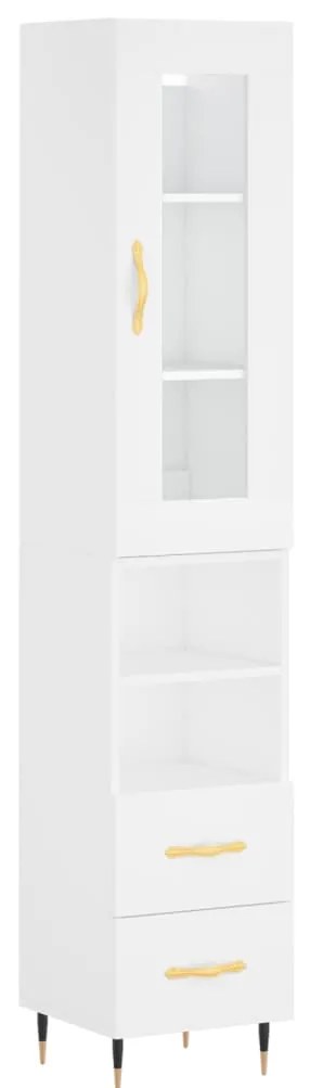 3199281 vidaXL Dulap înalt, alb, 34,5x34x180 cm, lemn prelucrat