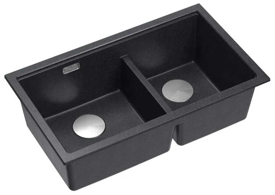 Chiuveta compozit sub blat Quadron Logan 120 negru diamant - inox 76x45 cm