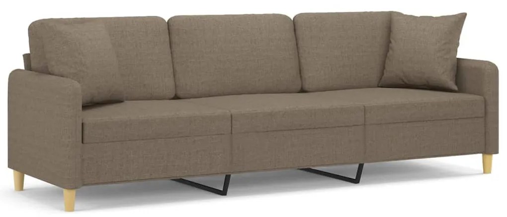 3153160 vidaXL Canapea cu 3 locuri cu perne&pernuțe gri taupe 210 cm textil