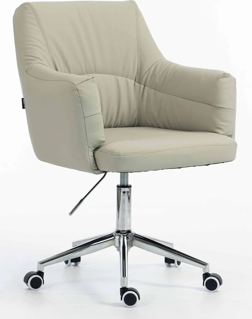 HR840K Scaun Culoarea Inului Piele Ecologica Premium Soft cu Bază Cromata