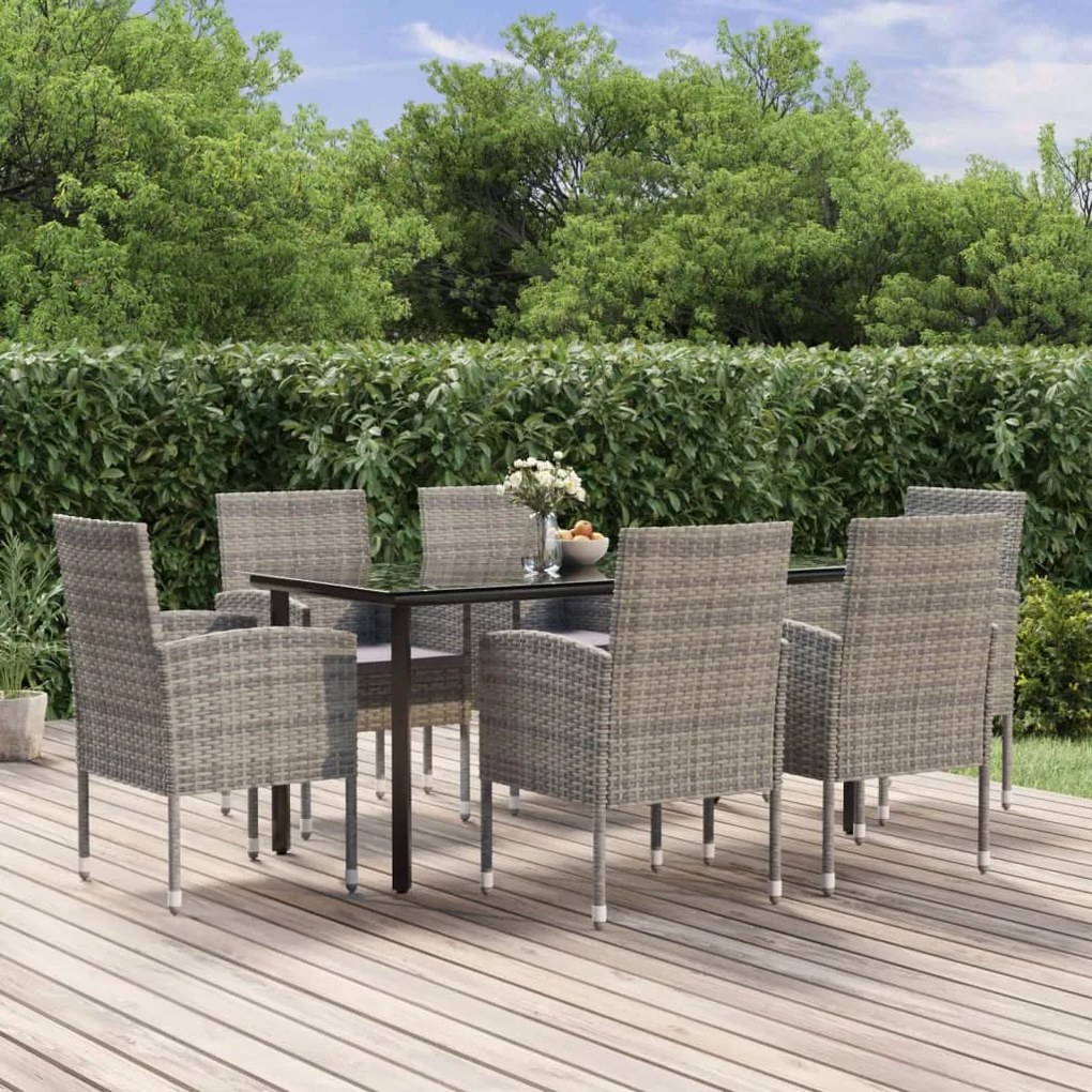 3156771 vidaXL Set mobilier de grădină cu perne, 7 piese, antracit, poliratan