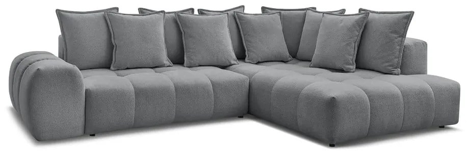 Colțar gri închis extensibil/cu spațiu de depozitare cu tapițerie din chenille (cu colț pe partea dreaptă/în formă de ”L”) Everest – Bobochic Paris