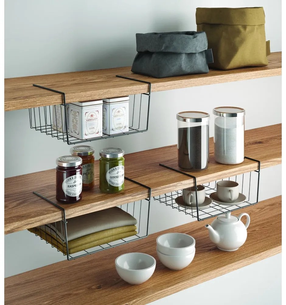 Coș de agățat pentru raft bucătărie Metaltex, lungime 30 cm, negru