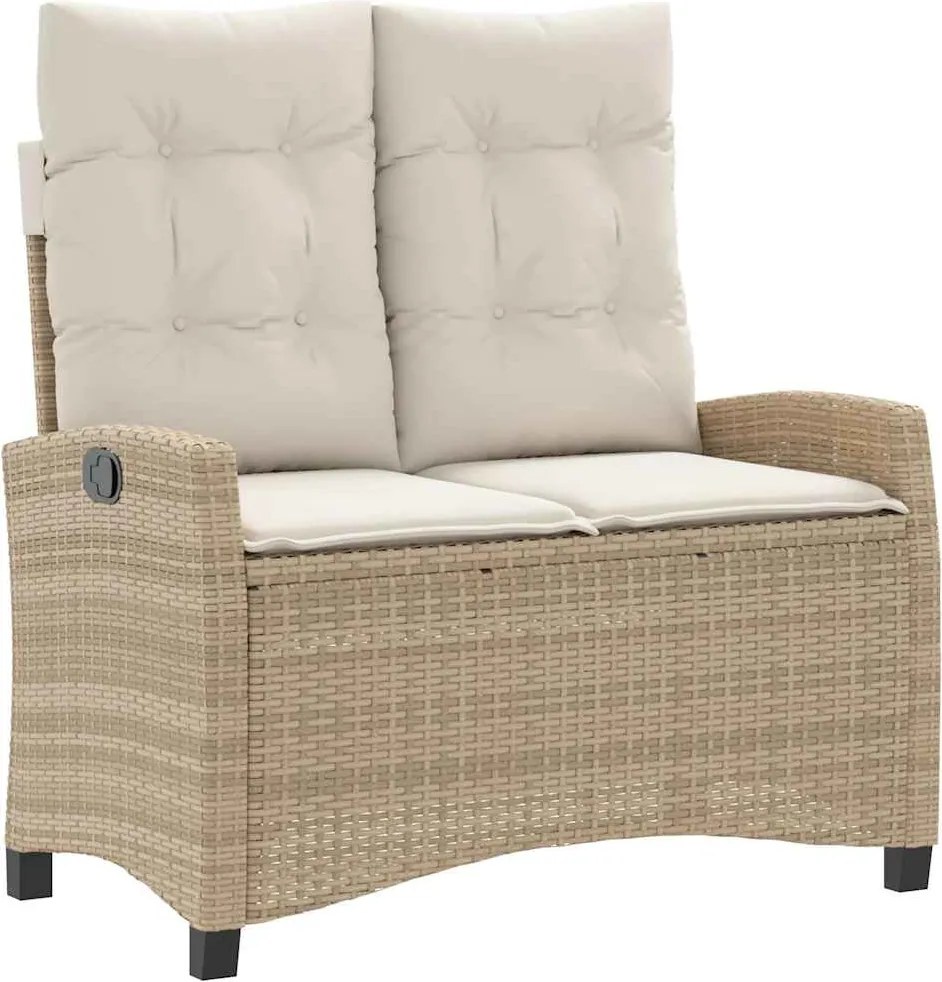 vidaXL Bancă de grădină rabatabilă cu perne, bej, poliratan