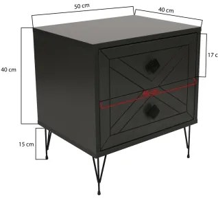 Noptieră LUNA 55x50 cm antracit/neagră