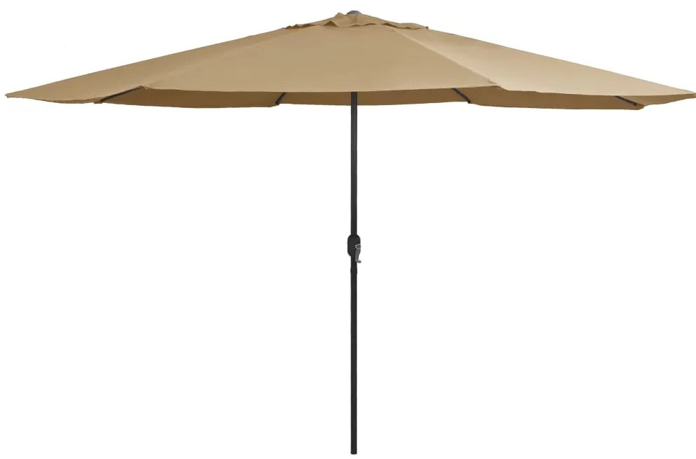 vidaXL Umbrelă de soare de grădină, stâlp metalic, taupe, 390 cm