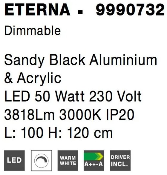Lustra suspendata LED dimabila design modern ETERNA negru NVL-9990732