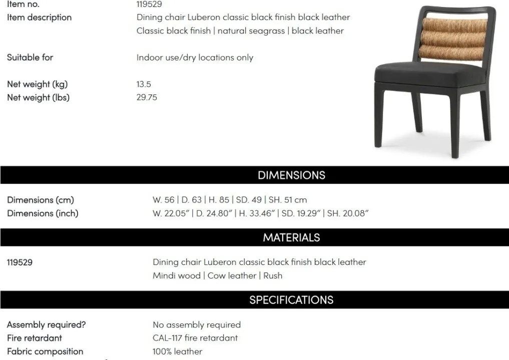 Scaun design LUX, Lemn, Piele Naturala, Luberon