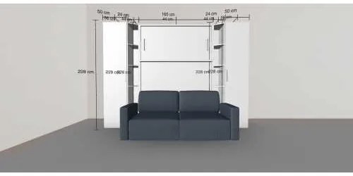 Set pat rabatabil dublu cu canapea 2 locuri si 2 dulapuri Royal Single Wardrobe (50 cm) - Royal SMALL Wardrobe&SOFA SET (150X200)