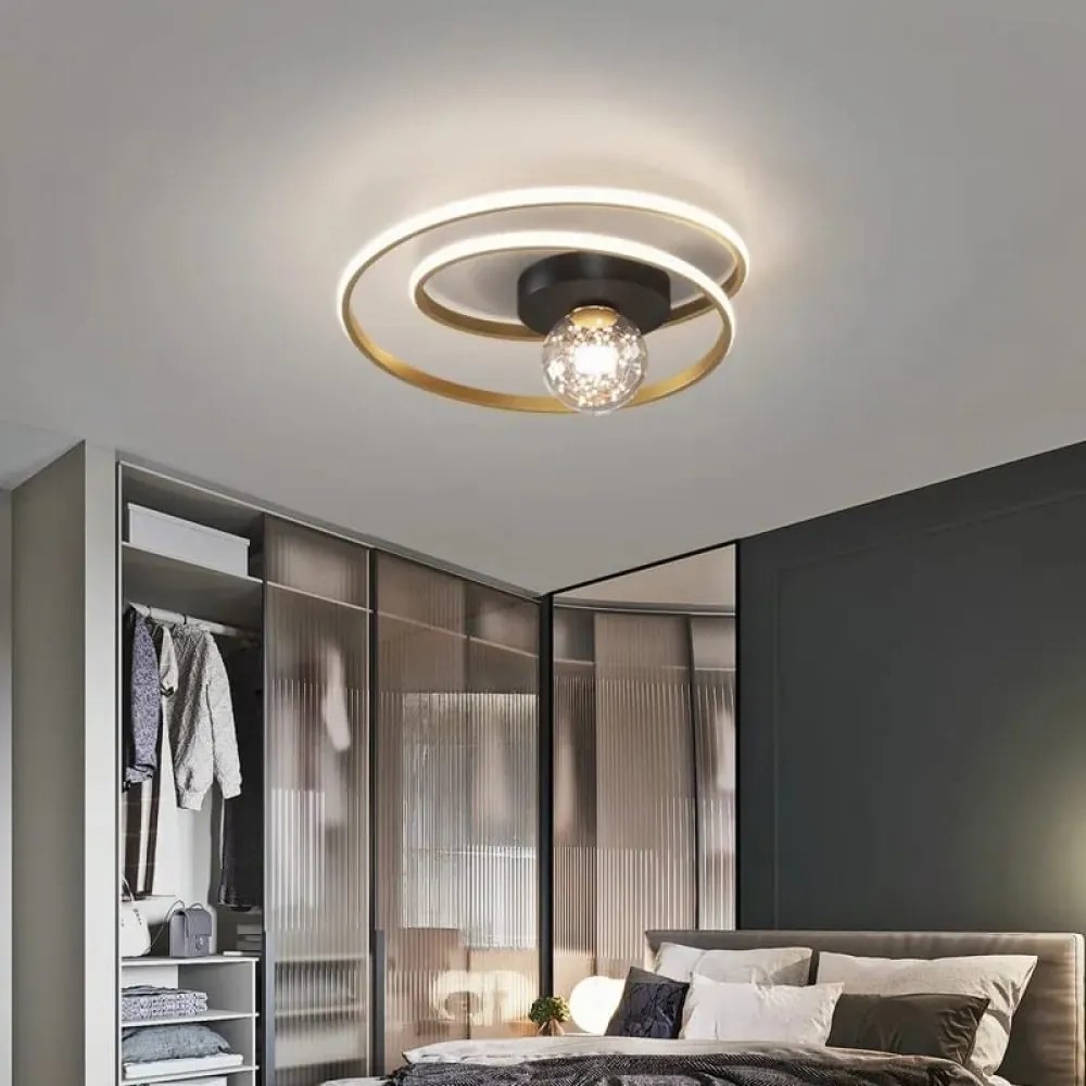 Lustra LED Cu Telecomanda, Elit's EsnL7677-450BK+GD, 90w-6w