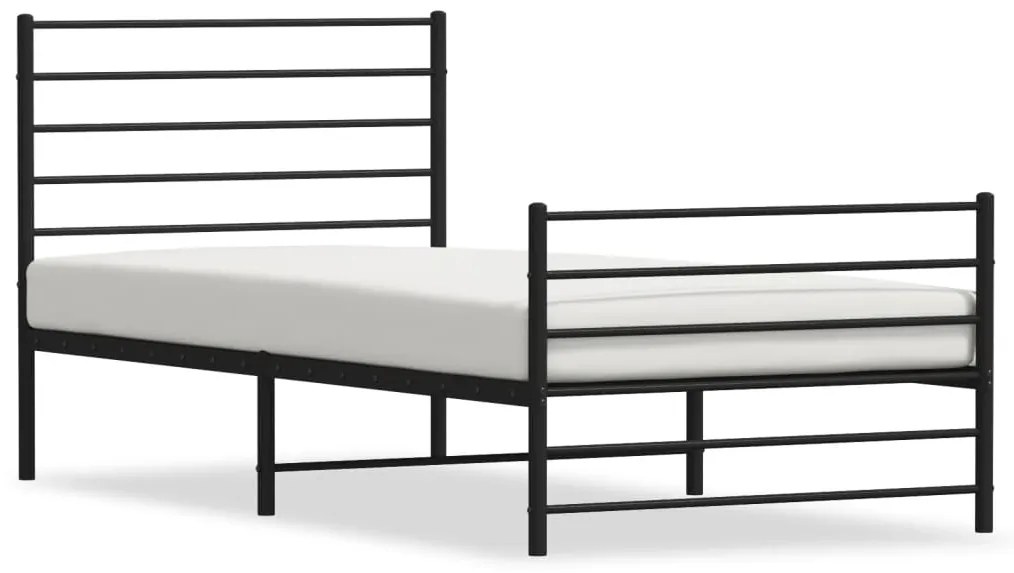 352333 vidaXL Cadru pat metalic cu tăblii de cap/picioare, negru, 107x203 cm