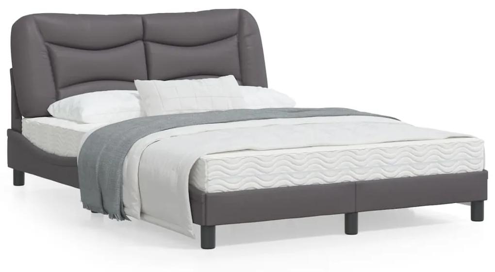3207991 vidaXL Cadru de pat cu tăblie, gri, 120x200 cm, piele ecologică