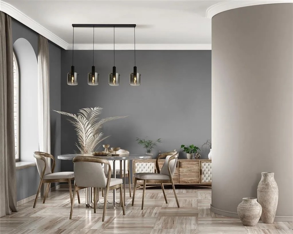 Lustra moderna cu 4 pendule Sweden negru, fumuriu
