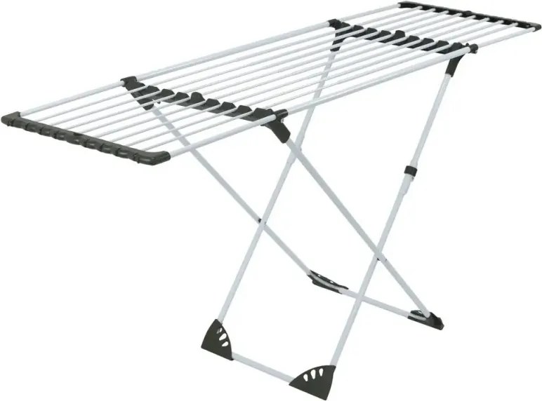 Uscător de rufe pliabil Kinghoff KH 2042, 20 m, până la 20 kg, lungime reglabilă, capete antiderapante, alb/negru