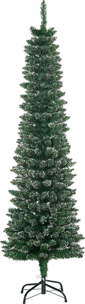HOMCOM Brad de Crăciun Slim Nins cu 443 de Ramuri, Bază Detașabilă și Pliabilă, Ø48x165 cm, Verde | Aosom Romania