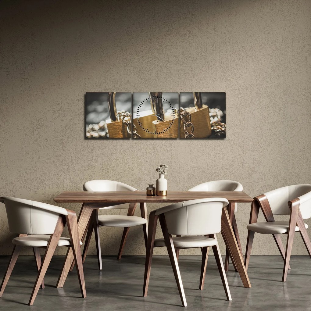 Tablou cu două cetăți (cu ceas) (90x30 cm)