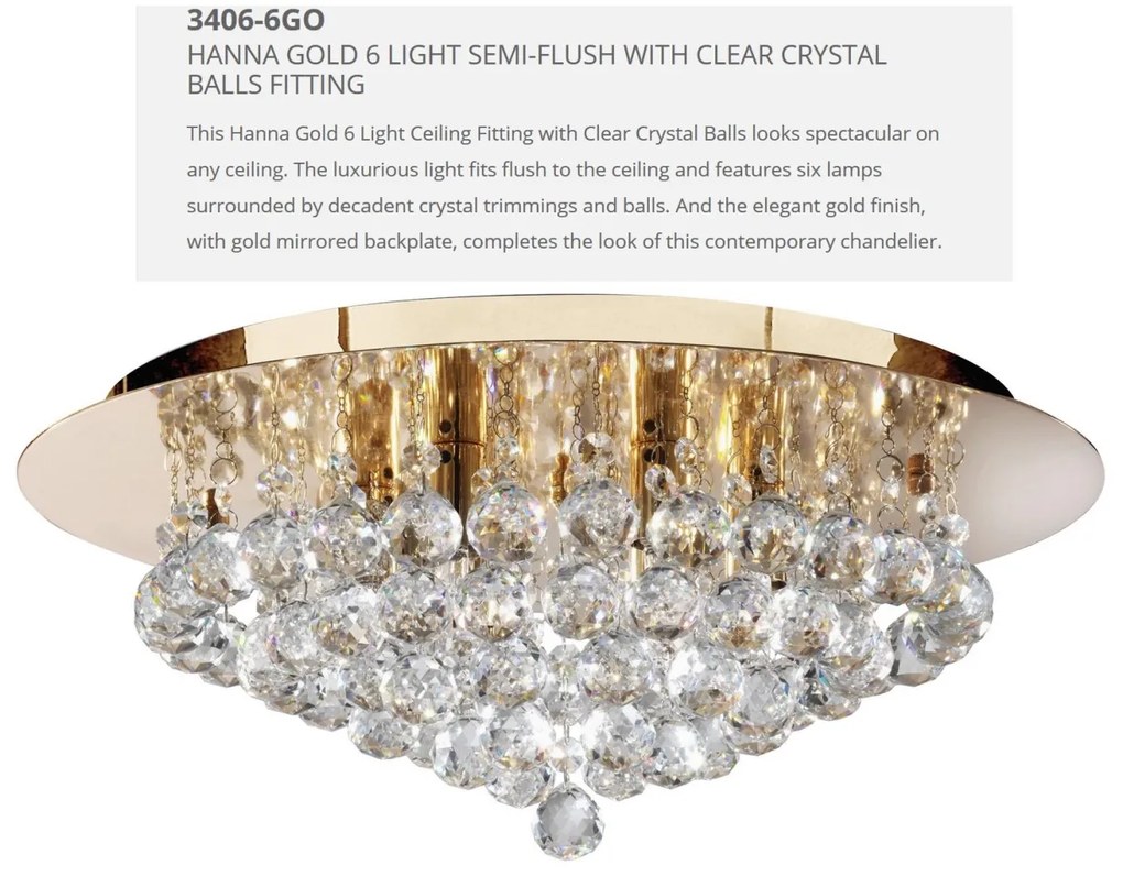 Lustra eleganta design modern Hanna gold 6L 3406-6GO SRT
