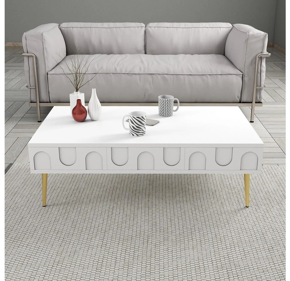 Set mobilier living Lyantela (alb + Auriu). 1107136