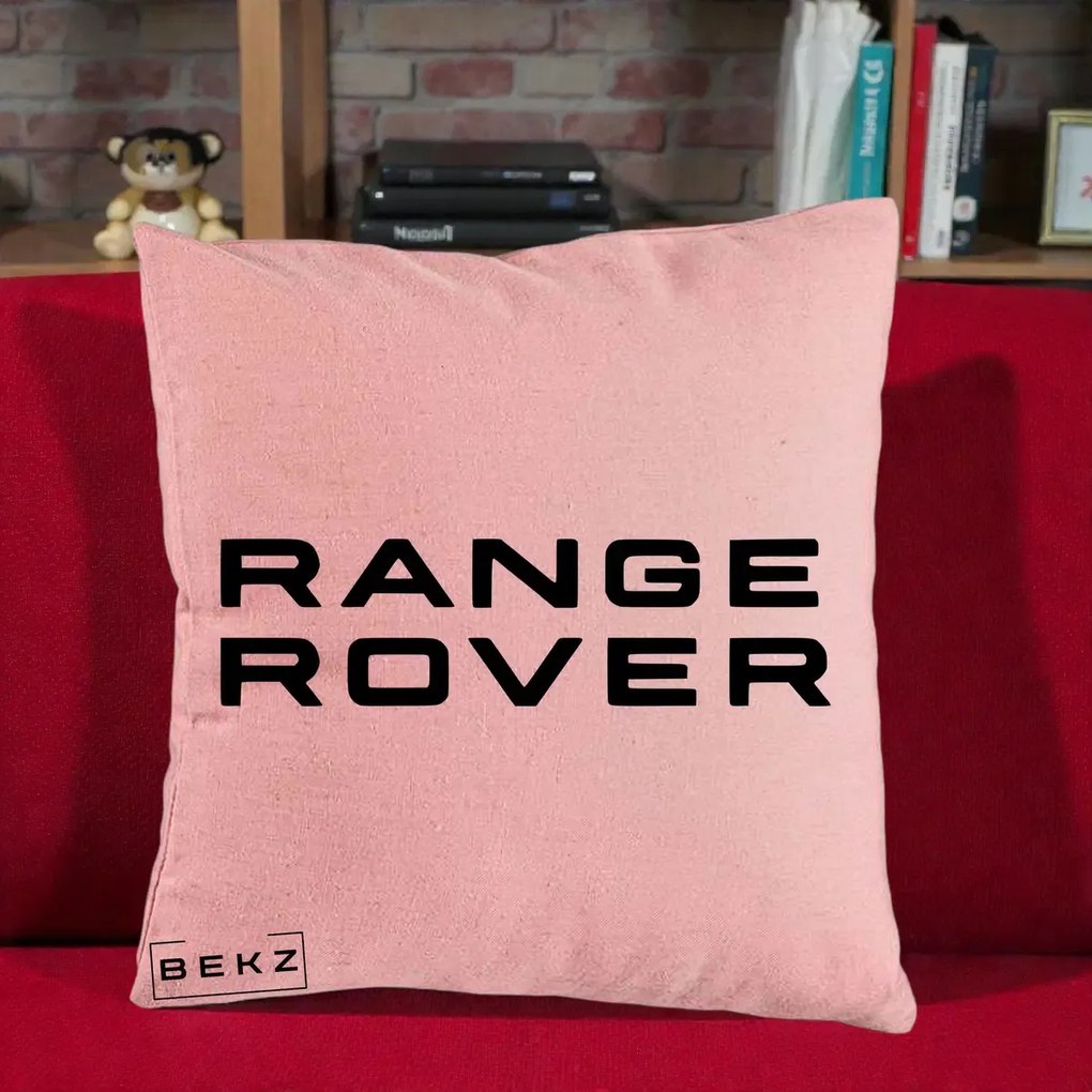 Perna Personalizata cu emblema Range Rover, 40x40 cm, Roz, Husa Detasabila, Perna Inclusa, BEKZ®