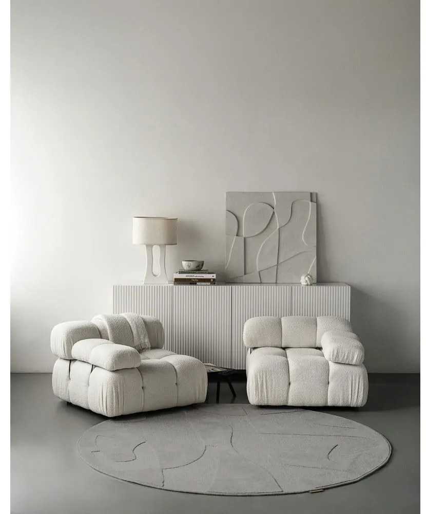 Covor gri rotund din lână ø 200 cm Morphic Botanica – Agnella