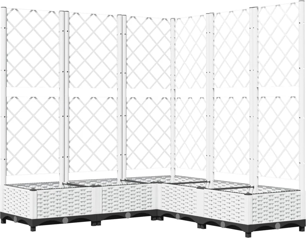 vidaXL Jardinieră de grădină cu spalier, alb, 120x120x121,5 cm, PP