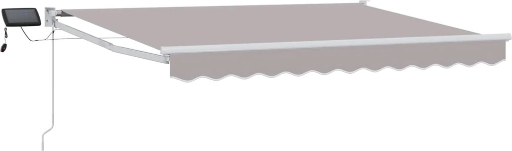 vidaXL Marchiză retractabilă manuală cu led-uri Gri deschis 3 x 2,5 m