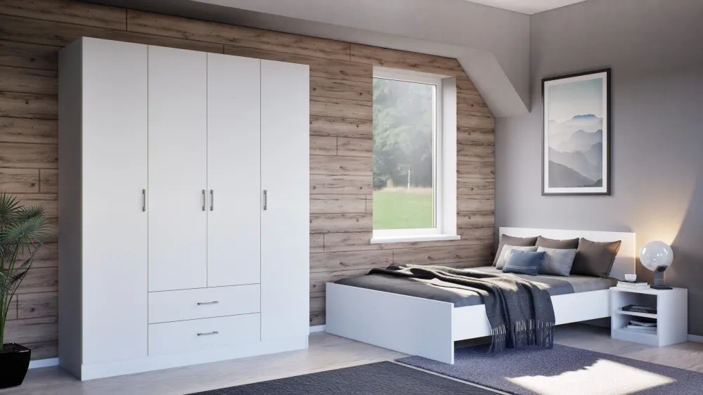 Noptieră Miami deschisă 40x40 cm alb-alb