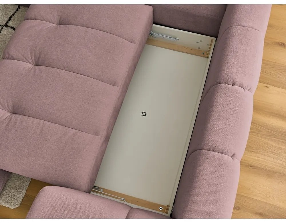 Colțar roz extensibil/cu spațiu de depozitare (cu colț pe partea stângă/în formă de ”L”) Fuji – Bobochic Paris