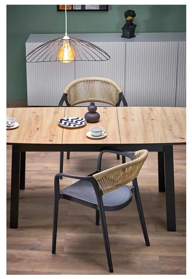 Masă de bucătărie Hank, stejar artisan / negru