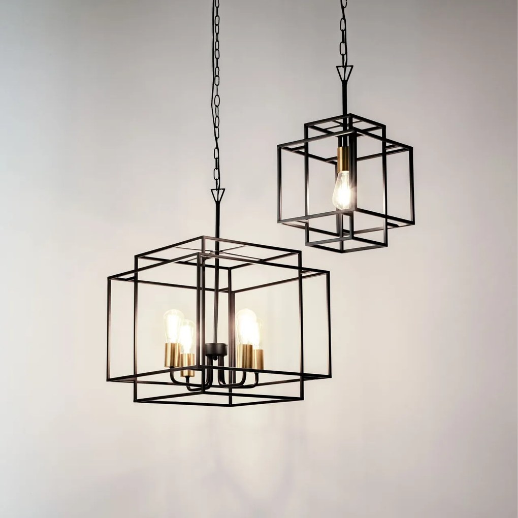 Lustra metalica moderna Crate 4lt Black 4634BK SRT